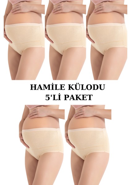 5'li Paket Ten Yüksek Bel Toparlayıcı Hamile Lohusa Külot %100 Pamuklu
