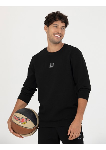 Erkek Siyah Regular Fit Sweatshirt 50273927-VR046