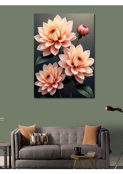 Kanvas Tablo Pembe Çiçek Buketi modelleri