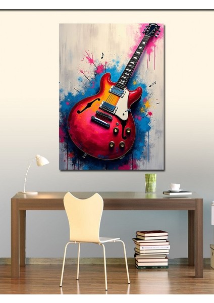Kanvas Tablo Renkli Gitar Çizimi fiyatları