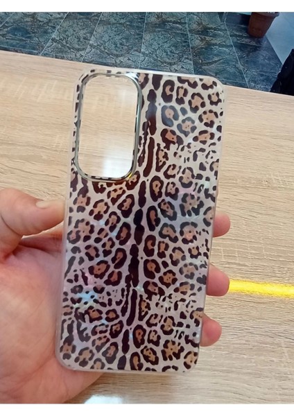Samsung Galaxy A15 Leopar Desen Hologramlı Kılıf Darbe Korumalı Kapak