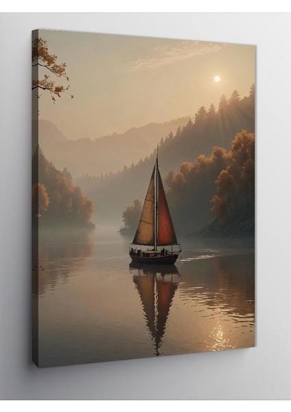 Kanvas Tablo Gölde Yelkenli