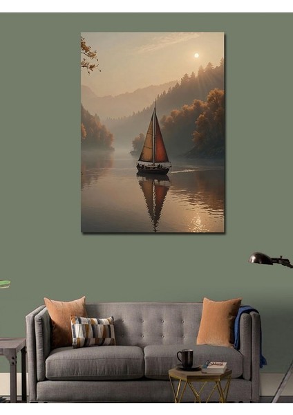 Kanvas Tablo Gölde Yelkenli modelleri