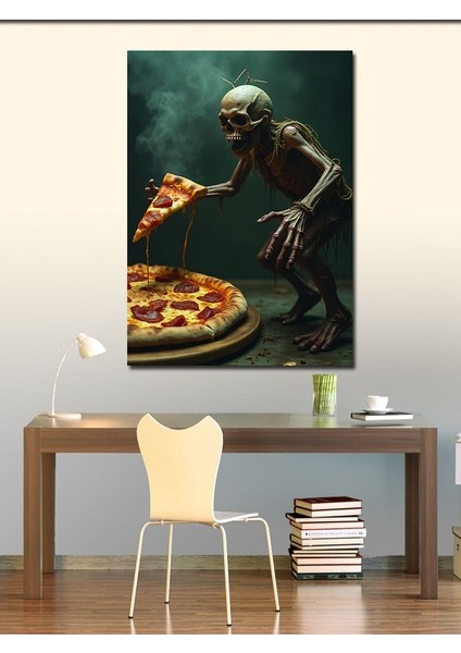 Kanvas Tablo Pizza Yiyen Zombi