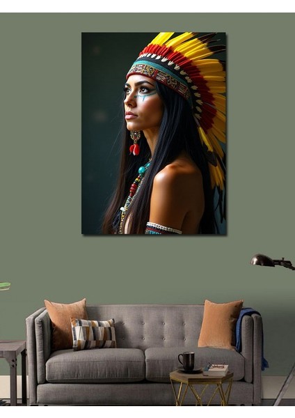 Kanvas Tablo Kızılderili Kadın Portresi modelleri