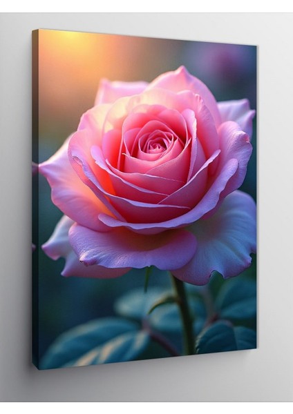 Kanvas Tablo Pembe Gül Çiçeği