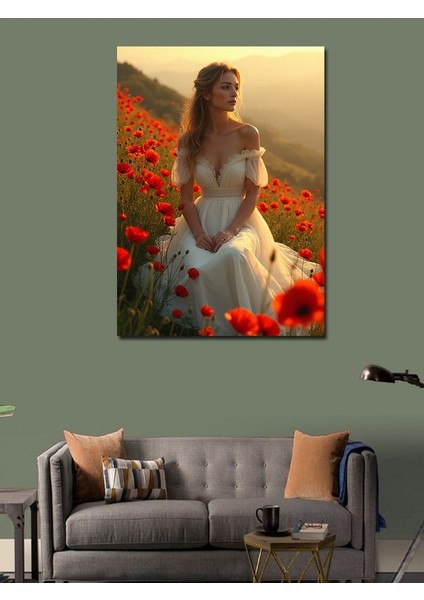 Kanvas Tablo Gelincik Tarlasında Kadın modelleri