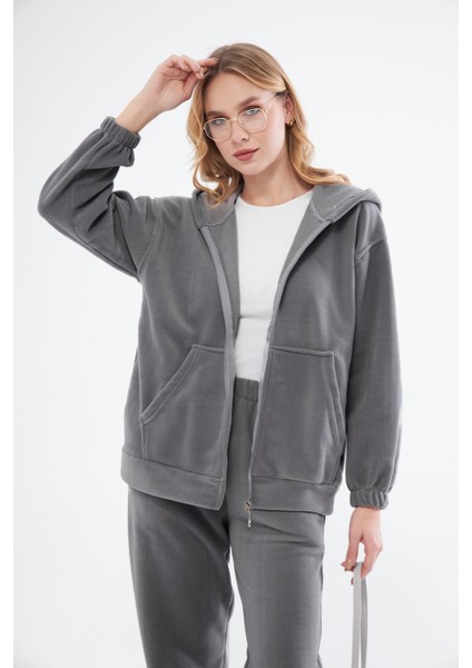 Kadın Kapüşonlu Polar Takım 23586 Füme indirimleri