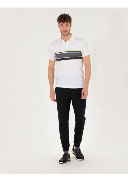 Erkek Beyaz Slim Fit Göğüs Baskılı Polo Yaka Tişört 50264720-VR013 fırsatları