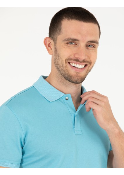 Erkek Açık Mavi Slim Fit Polo Yaka Merserize Tişört 50262665-VR003 modelleri