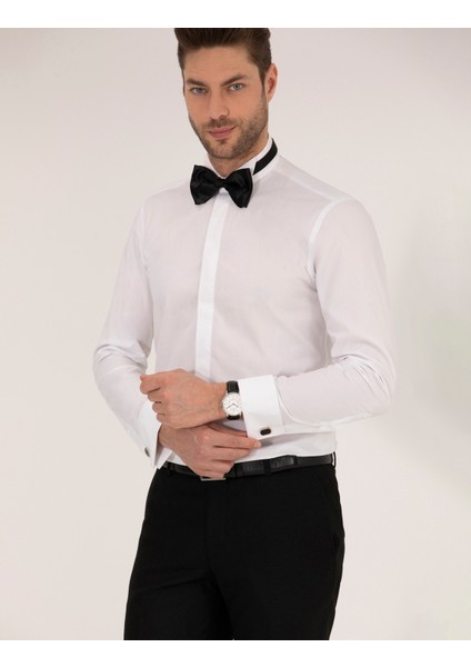 Erkek Beyaz Slim Fit Smokin Gömlek 50236035-VR013 modelleri
