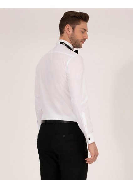 Erkek Beyaz Slim Fit Smokin Gömlek 50236035-VR013 indirimleri