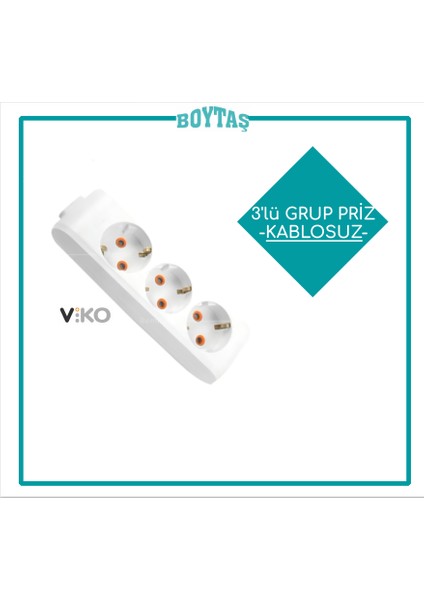 3'Lü Grup Priz Toprak Klemensli-Kablosuz