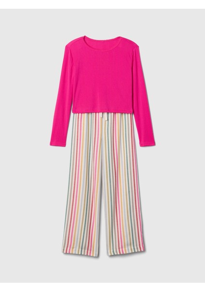 Kız Çocuk Çok Renkli Geri Dönüştürülmüş Flannel Pijama Takımı fiyatları