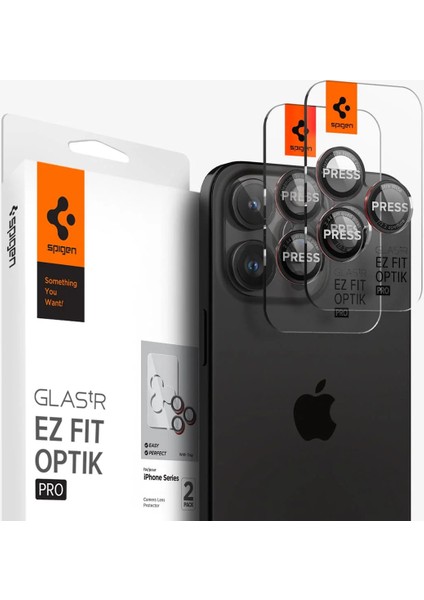 Apple iPhone 16 Pro Max / 16 Pro / 15 Pro Max / 15 Pro / 14 Pro Max / 14 Pro Kamera Lens Camı Koruyucu Glas.tr Ez Fit Optik Pro L-Serisi (2 Adet) - AGL05217