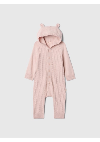 Bebek Pembe Cashsoft Cable Örgü Tulum