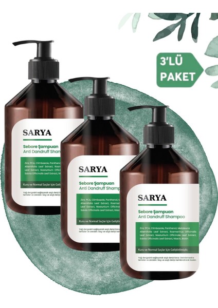 Sebore Anti Dandruff Kepek Karşıtı Şampuan - Kuru ve Normal Saçlar 500 ml - 3'lü Paket