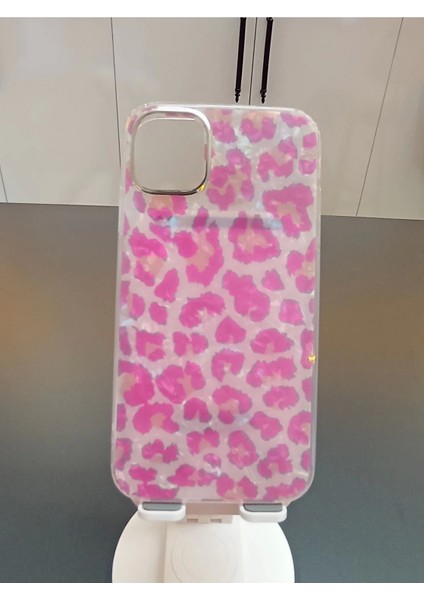 Apple iPhone 13 ve Apple iPhone 14 Uyumlu Leopar Desen Hologram Kapak Darbe Korumalı Kılıf