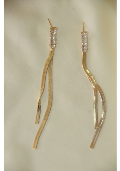 Zirkon Balık Sırtı Taşlı Metal Gold Küpe fiyatları