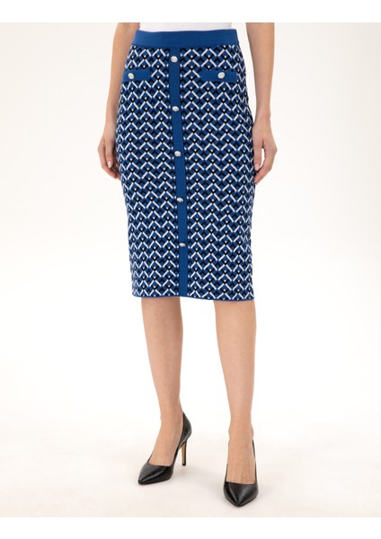 Kadın Saks Kalem Fit Triko Etek 50290548-VR045 fiyatları