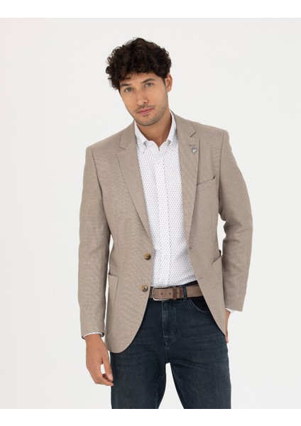 Erkek Açık Kahverengi Ekstra Slim Fit Spor Ceket 50277317-VR002