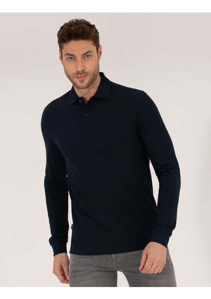 Erkek Lacivert Slim Fit Basic Sweatshirt 50276035-VR033