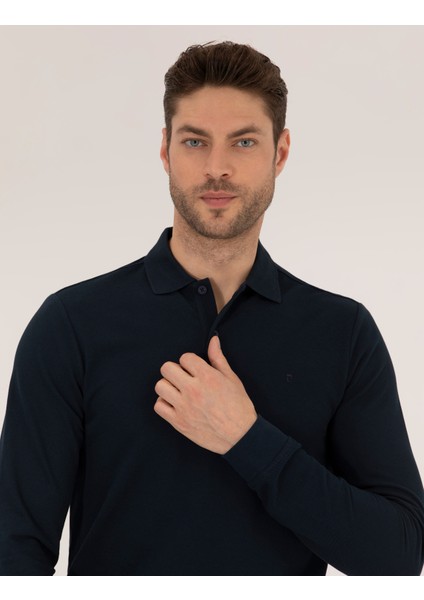 Erkek Lacivert Slim Fit Basic Sweatshirt 50276035-VR033