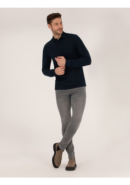 Erkek Lacivert Slim Fit Basic Sweatshirt 50276035-VR033