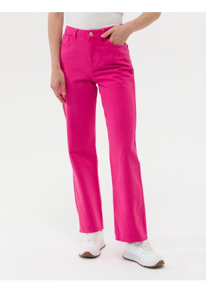 Kadın Fuşya High Waist Flare Fit Jean Pantolon 50273094-VR023 fiyatları