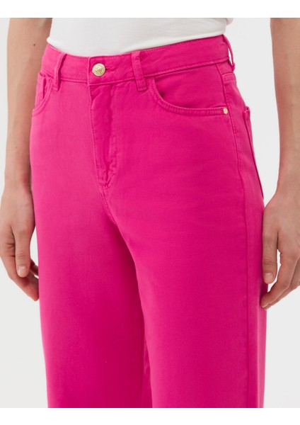 Kadın Fuşya High Waist Flare Fit Jean Pantolon 50273094-VR023 indirimleri