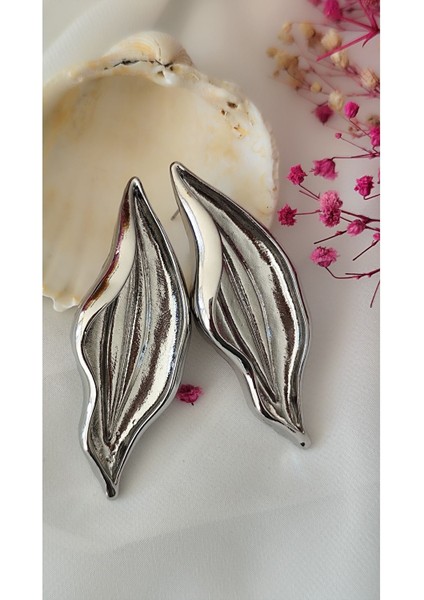 Açık Uzun Metal Silver Küpe