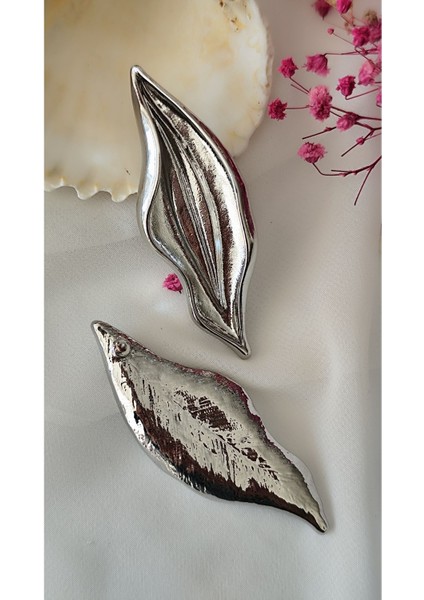 Açık Uzun Metal Silver Küpe
