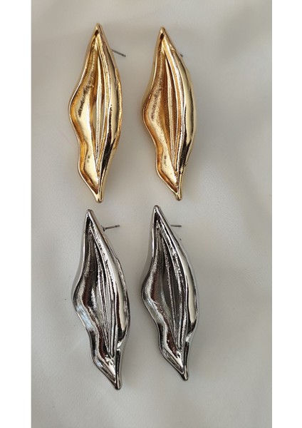 Açık Uzun Metal Silver Küpe