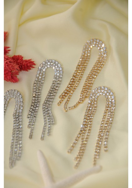 Zirkon Sarkıt Metal Gold Küpe modelleri