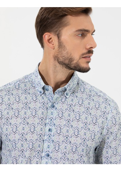 Erkek Açık Yeşil Regular Fit Uzun Kollu Gömlek 50265040-VR092 fiyatları