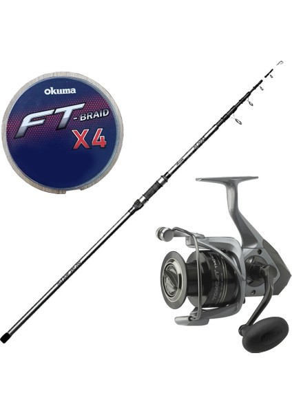 Surf Oltası Seti Okuma Alaris Tele Surf 420 cm 100-200 gr Surf Kamışı&okuma Tomcat TMC-8000 (4.8:1) 6+1bb Olta Makinesi