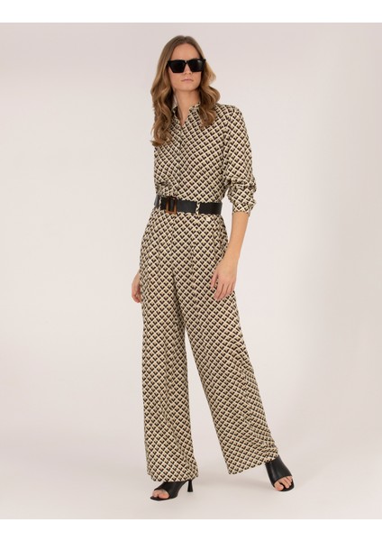 Kadın Siyah Yüksek Bel Loose Fit Pantolon 50265948-VR046