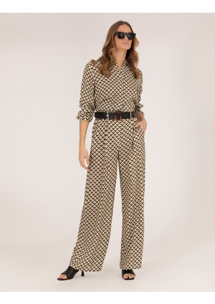 Kadın Siyah Yüksek Bel Loose Fit Pantolon 50265948-VR046 modelleri