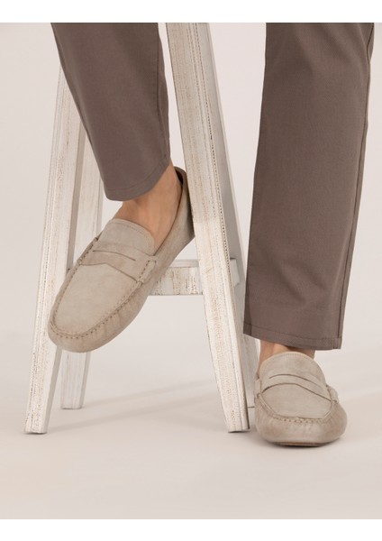 Erkek Bej %100 Deri Loafer Ayakkabı 50267874-VR011