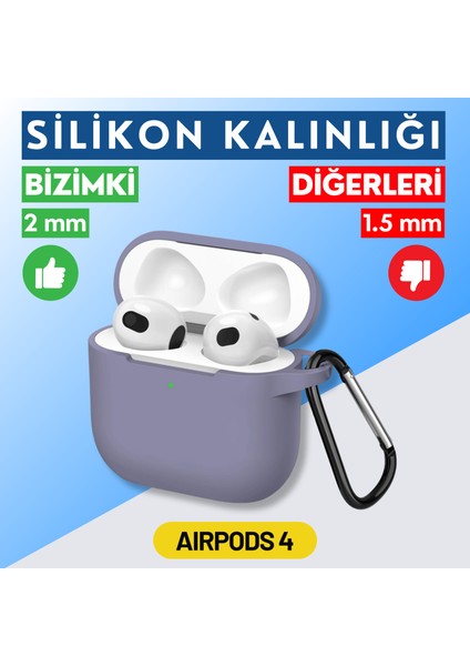 4. Nesil Uyumlu Lavanta Grisi Premium Silikon High Quality Kulaklık Kılıfı (2 mm Kalınlık)