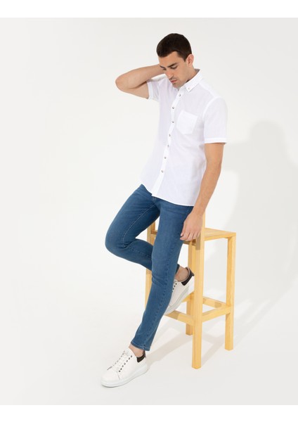 Erkek Beyaz Regular Fit Kısa Kollu Gömlek 50249763-VR013