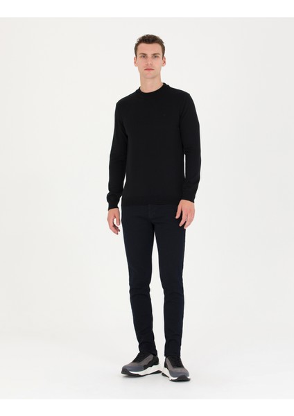 Erkek Siyah Slim Fit Yarım Balıkçı Yaka Basic Triko Kazak 50259094-VR046 fırsatları