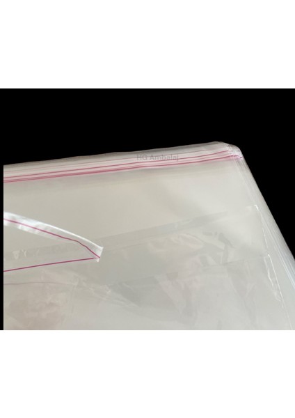 50 Adet 30X35 cm Bantlı Yapışkanlı Şeffaf Opp Jelatin Poşet Torba, Şeffaf Poşet ( 30X30+5 )