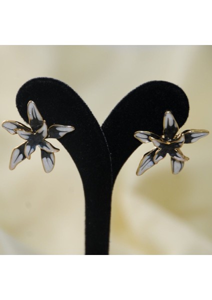 Lotus Çiçek Metal Gold Siyah Küpe fiyatları