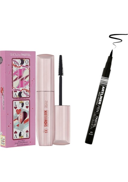 Show Your Look 24H Long Lasting Mascara + Pastel Artliner Pen - Artliner Kalem 01 Black