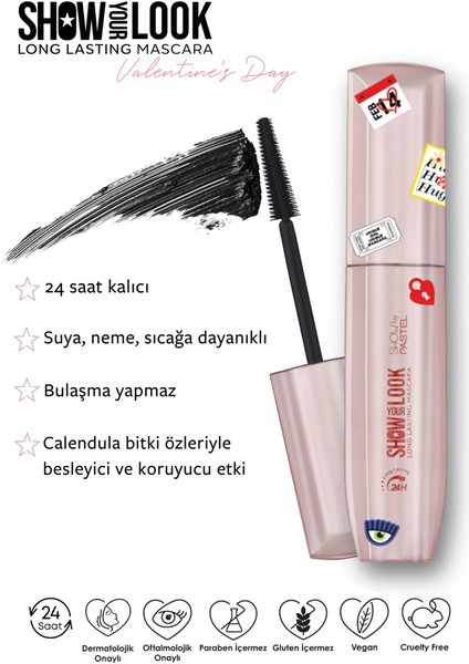 Show Your Look 24H Long Lasting Mascara + Pastel Artliner Pen - Artliner Kalem 01 Black