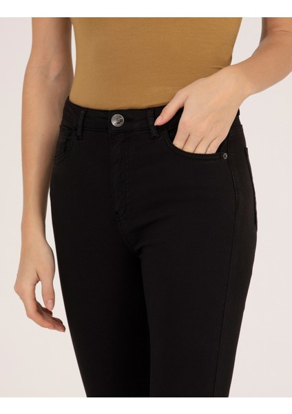 Kadın Siyah Skinny Fit Kanvas Pantolon 50263983-VR046 indirimleri