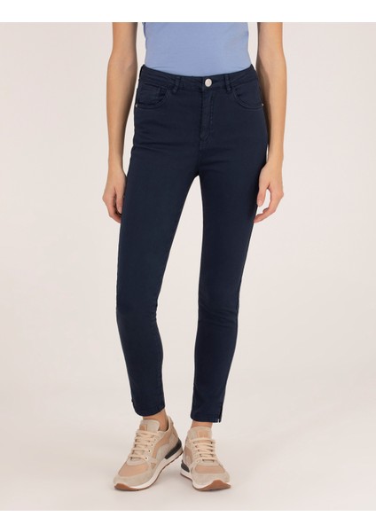 Kadın Lacivert Skinny Fit Kanvas Pantolon 50263983-VR033 fiyatları