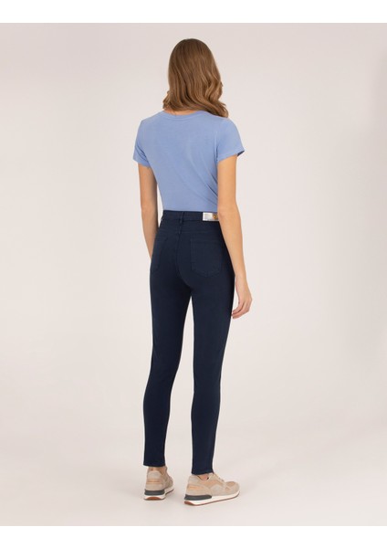 Kadın Lacivert Skinny Fit Kanvas Pantolon 50263983-VR033 fırsatları