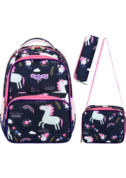 Lisanslı Unicorn Ilkokul Çantası 3'lü Set Çanta + Termal Beslenme + Kalemlik